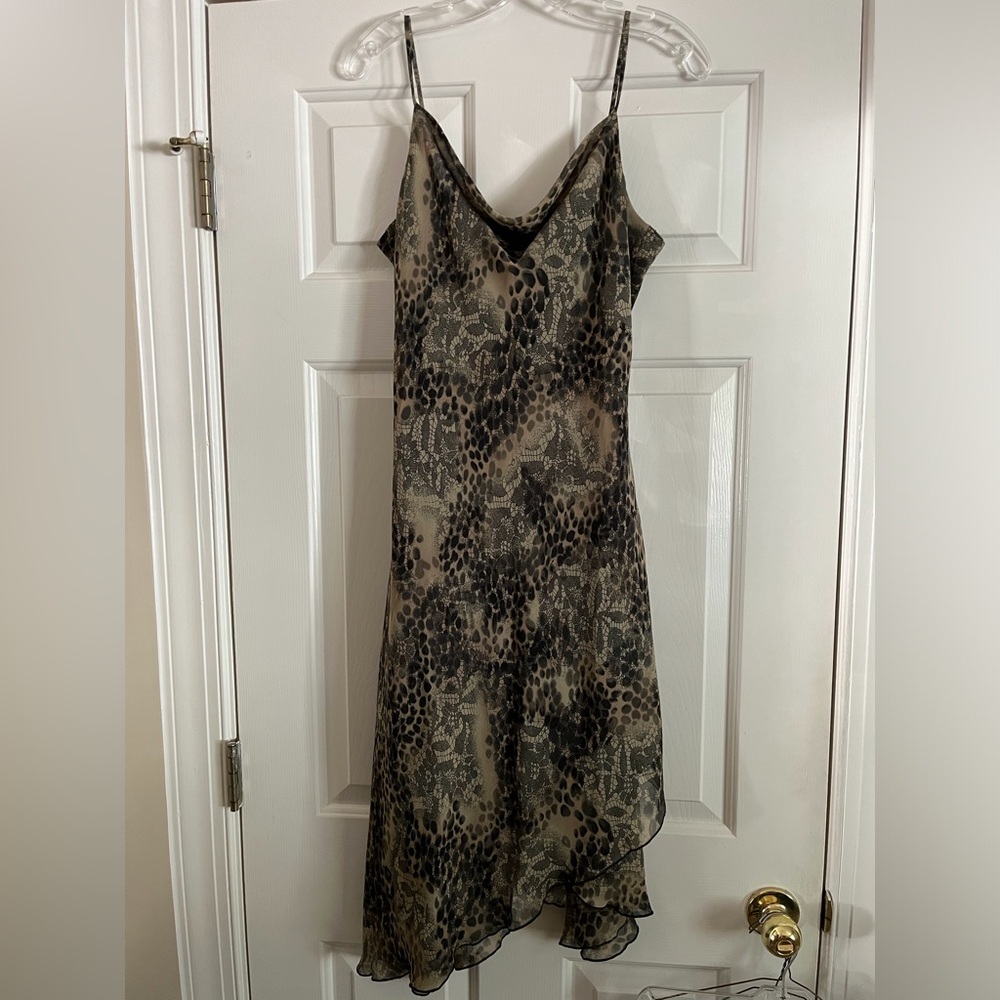 Vintage Y2K NEW YORK & COMPANY leopard slip dress M 10